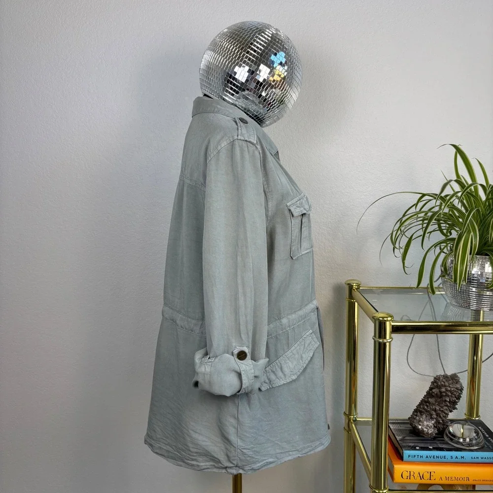 Sanctuary Utility Jacket, Sage Green Lyocell Medium | Drape‎ Safari Workwear